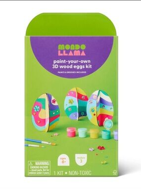 Easter Craft 3ct Wood 3D Eggs Painting Activity Kit - Mondo Llama™